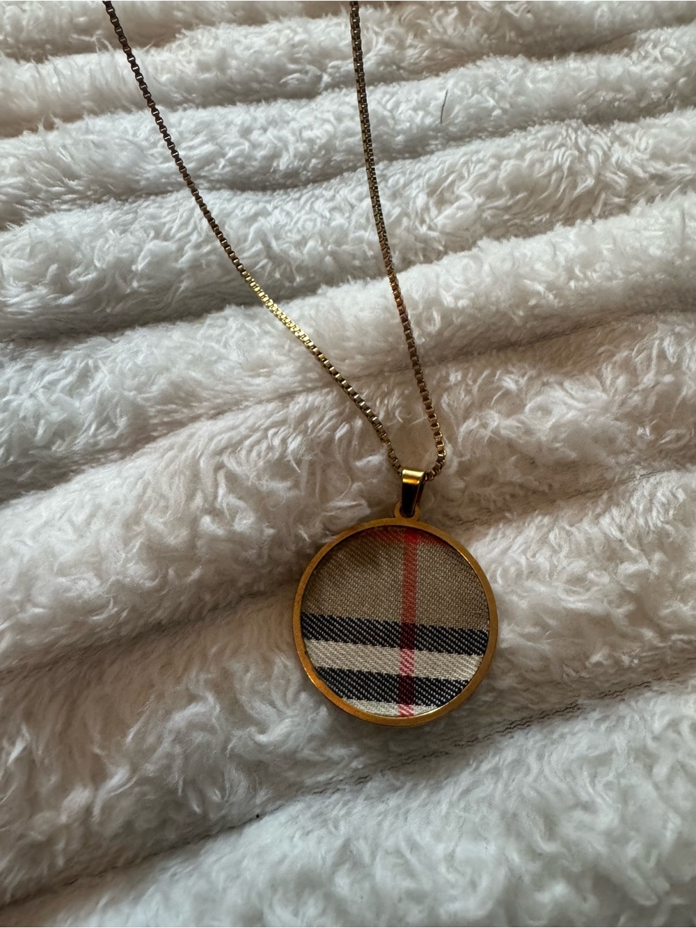Authentic Burberry plaid canvas upcycled necklace